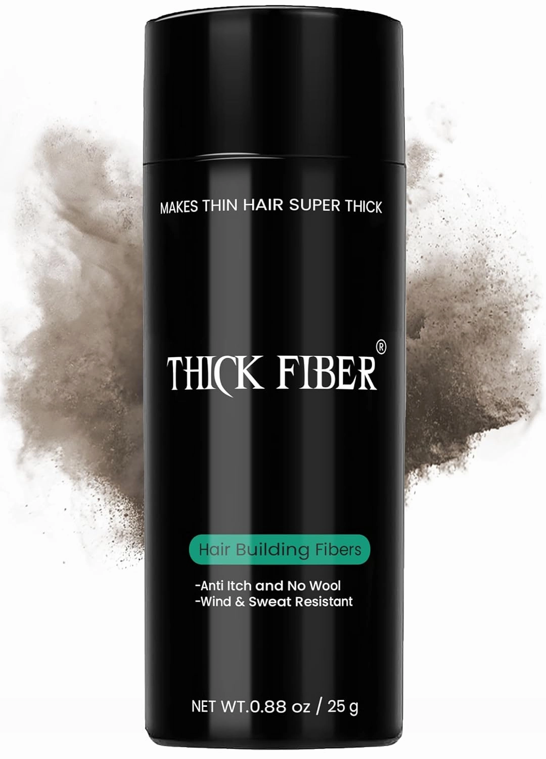 THICK FIBER Hair Fibers for Thinning Hair & Bald spots (MEDIUM BROWN) - 25g Bottle - Conceals Hair Loss in Seconds - Hair Powder for Women & Men