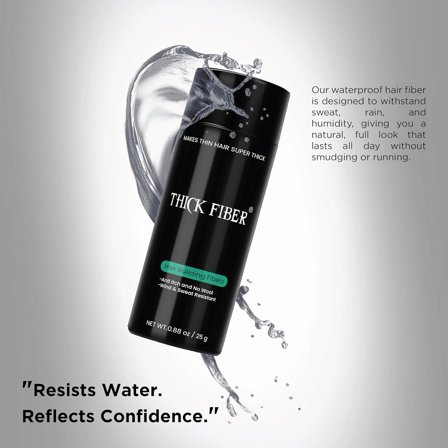 THICK FIBER Hair Fibers for Thinning Hair & Bald spots (MEDIUM BROWN) - 25g Bottle - Conceals Hair Loss in Seconds - Hair Powder for Women & Men