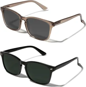 TIJN Polarized Sunglasses for Womens and Mens,Classic Square Frames Shades for UV Protection, Stylish and Trendy Sunnies
