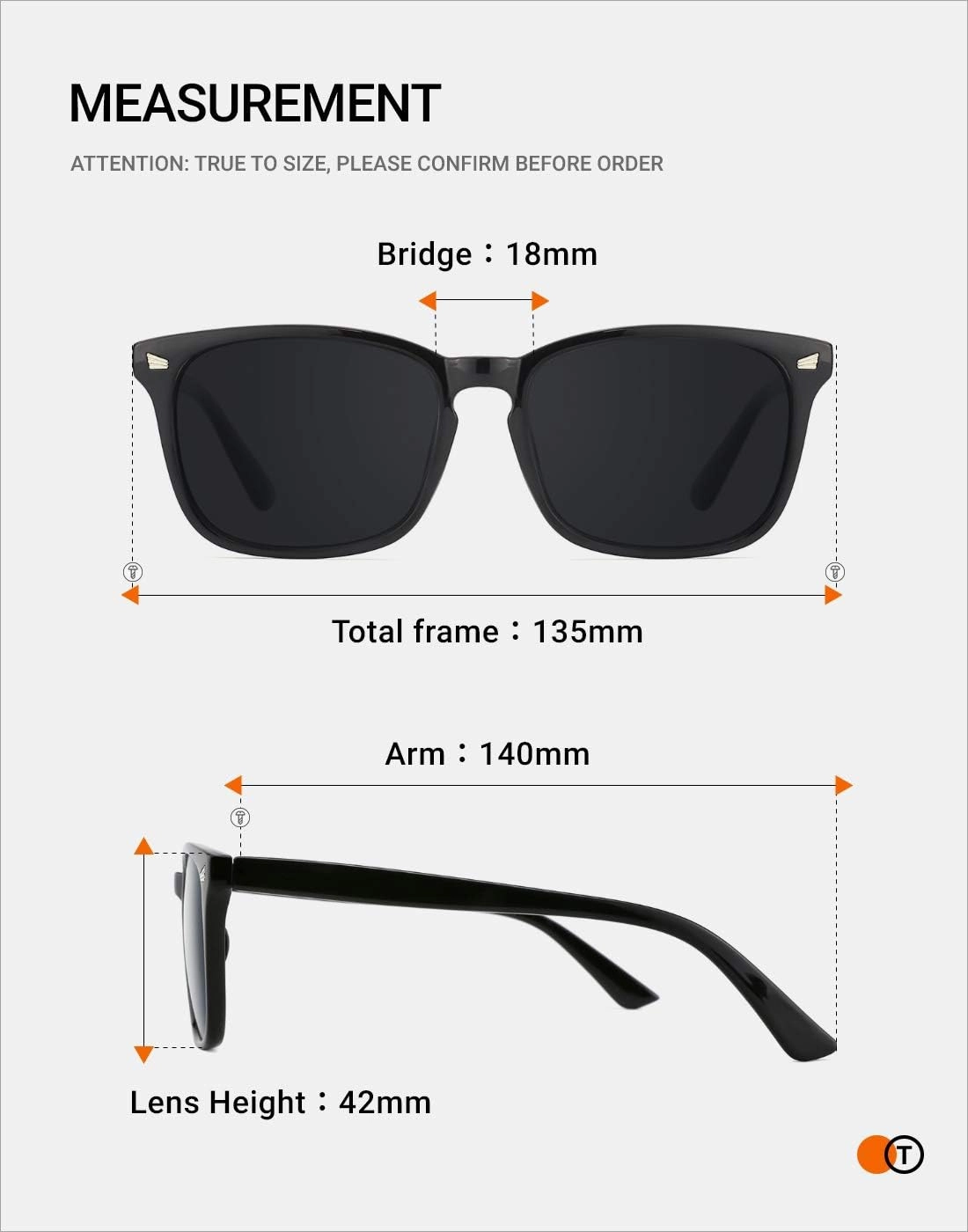 TIJN Polarized Sunglasses for Womens and Mens,Classic Square Frames Shades for UV Protection, Stylish and Trendy Sunnies