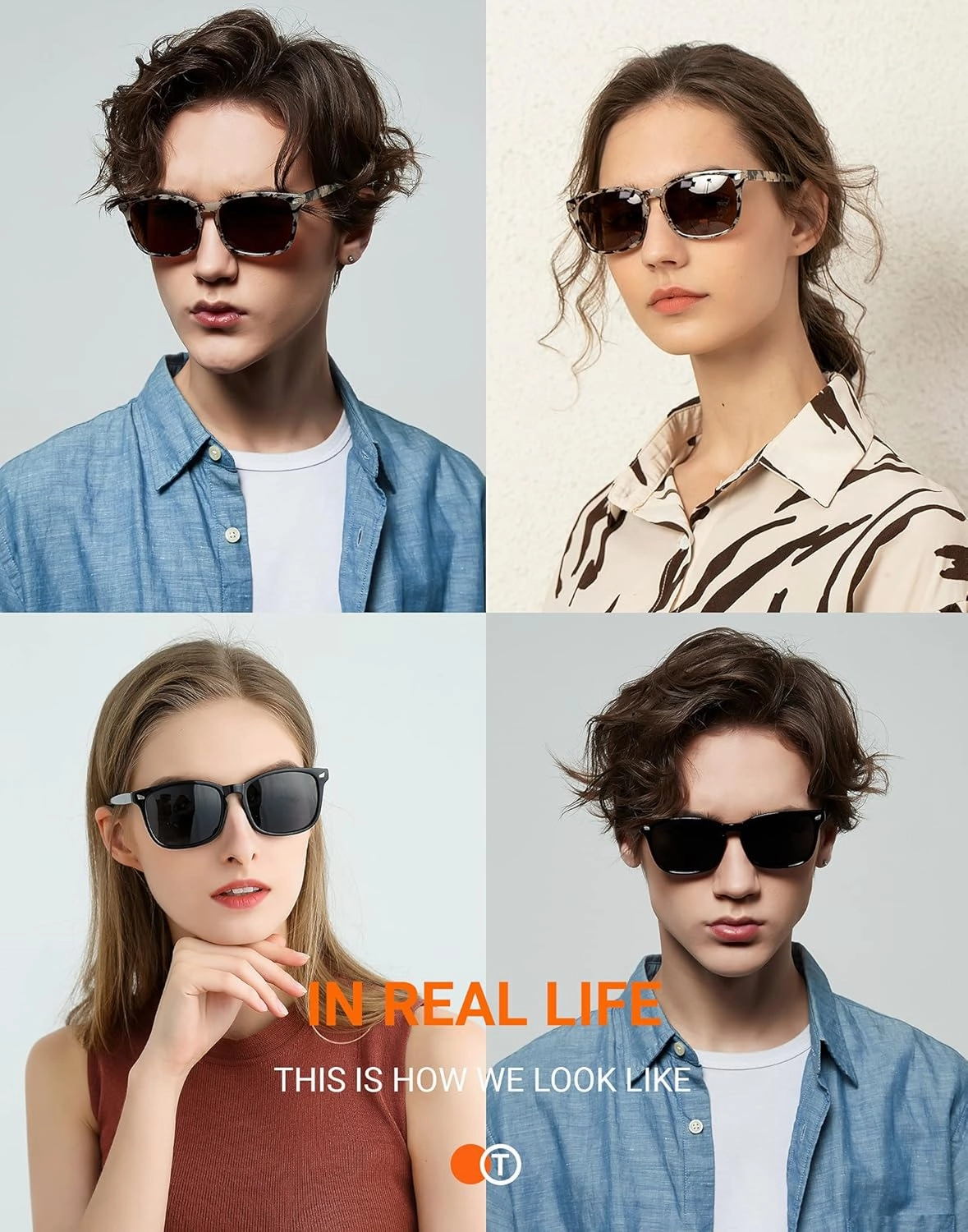 TIJN Polarized Sunglasses for Womens and Mens,Classic Square Frames Shades for UV Protection, Stylish and Trendy Sunnies