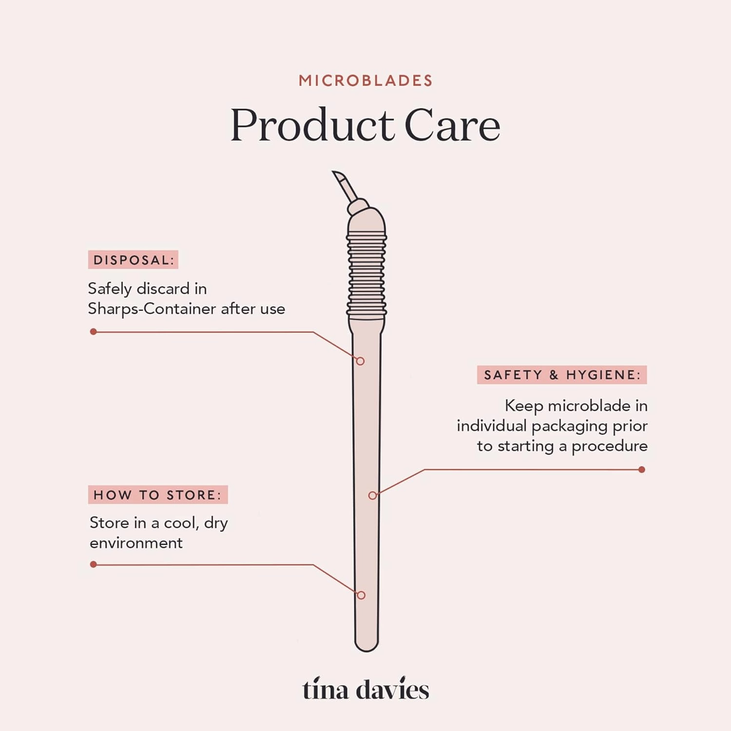 Tina Davies Professional 16 Curved Nano Microblade - Disposable Microblade - Includes Pigment Ring and Sticky Ruler - Sterile, 8 Pack