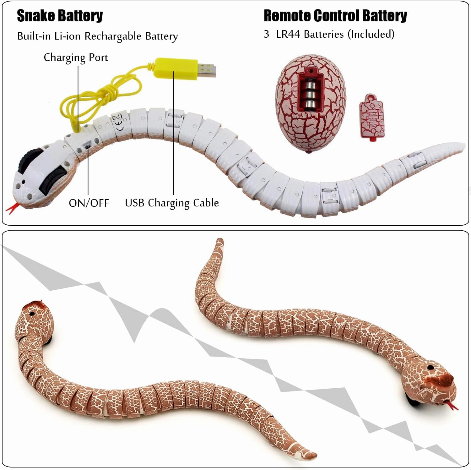 Tipmant Realistic Remote Control Snake RC Animal Toy Crawling Electric Electronic Battery Powered Honored for Kids Cat Halloween Christmas Prank Toys Birthday Gifts (Pink)