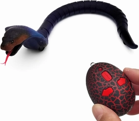 Tipmant Realistic Remote Control Snake RC Cobra Animal Toy Crawling Electric Electronic Battery Powered Honored for Kids Cat Halloween Christmas Prank Toys Birthday Gifts (Blue)
