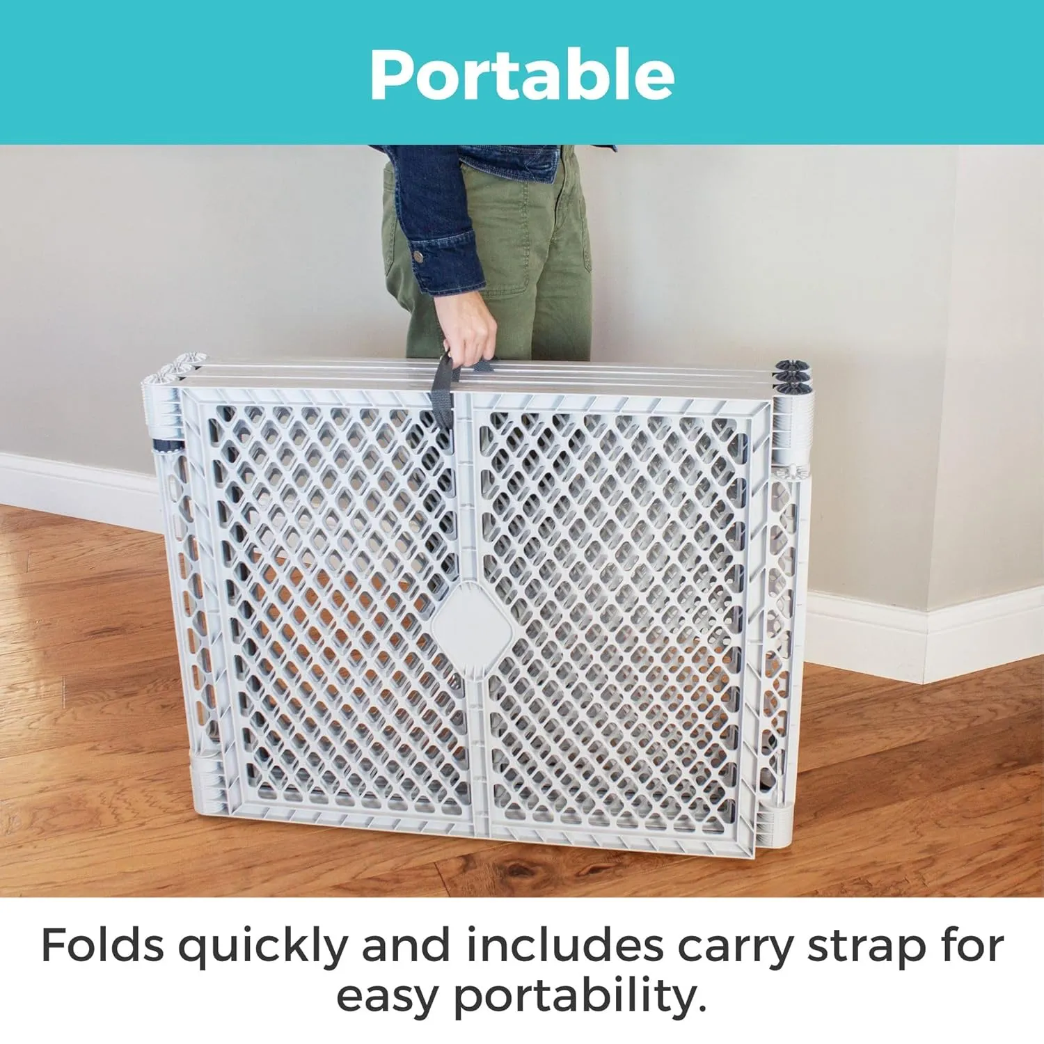 Toddleroo by North States - Superyard Baby Play Yard: Freestanding 6-Panel Baby Playpen - Indoor or Outdoor Use - Made in USA - Encloses Up to 18.5 Square Feet - 26 Inches Tall - Light Gray