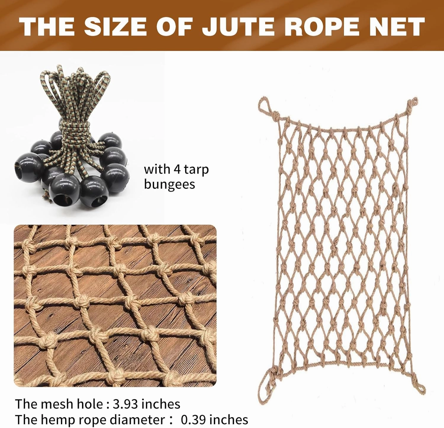 Tongmo Climbing Cargo Net, 6.6' X 9.8' Hemp Rope Climbing Net,Kids Safety Net Rope, Stairs Balcony Railings Garden Playground Protection, Kids Playground Play Safety Net, Indoor and Outdoor Decor Net