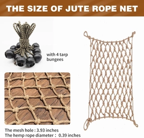 Tongmo Climbing Cargo Net, 6.6' X 9.8' Hemp Rope Climbing Net,Kids Safety Net Rope, Stairs Balcony Railings Garden Playground Protection, Kids Playground Play Safety Net, Indoor and Outdoor Decor Net