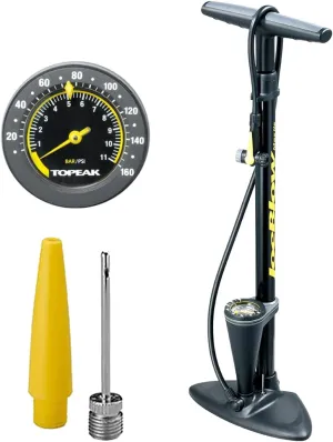 Topeak JoeBlow Max Hp Bike Floor Pump, 160 Psi/11 Bar, TwinHead, fits Presta, Schrader, and Dunlop valves