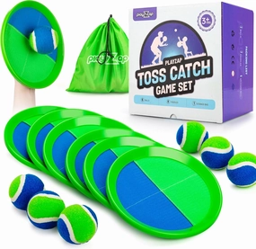 Toss and Catch Ball Set - Indoor Outdoor Toys for Kids Games - Outside Yard Pool Beach Toys for 3 4 5 6 7 8  Years Old Boys Girls - Classic Birthday Gift - 6 Pack Green