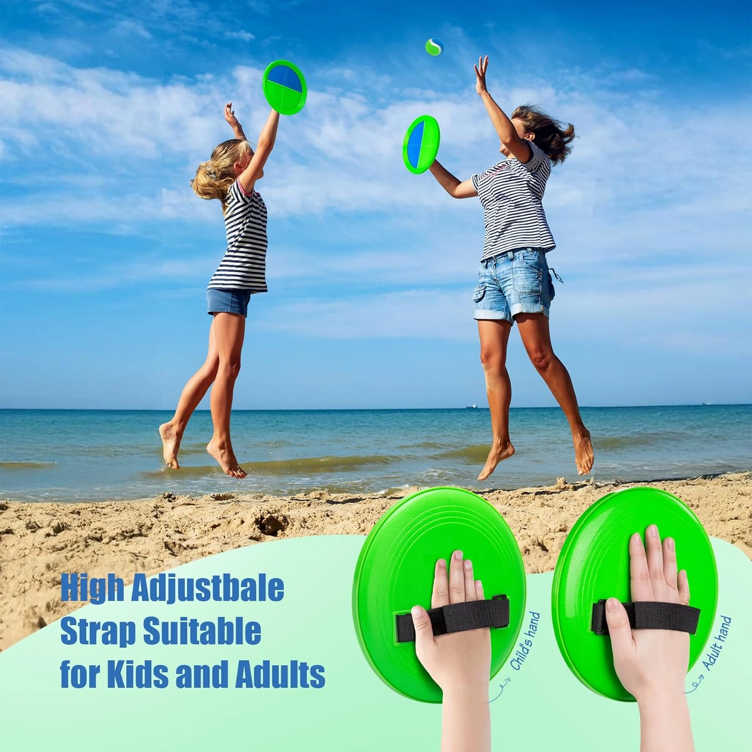 Toss and Catch Ball Set - Indoor Outdoor Toys for Kids Games - Outside Yard Pool Beach Toys for 3 4 5 6 7 8  Years Old Boys Girls - Classic Birthday Gift - 6 Pack Green