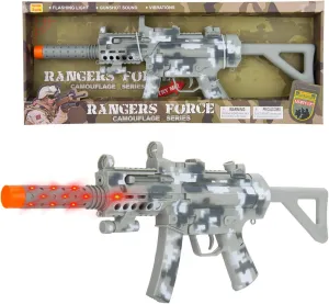 Toy Machine Gun with Flashing Lights and Sounds, Military Soldier Camo Gun Police Man Pretend Play Costume Accessory for Kids Boys
