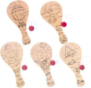 TOYANDONA 5pcs Paddle Ball Toy Paddle Ball Assortment Wooden Paddle Ball DIY Wooden Toy Paddle Ball Game Wooden Racket Toy Kid Toys Wooden Toy Racket Bamboo Shoot The Ball Manual Child