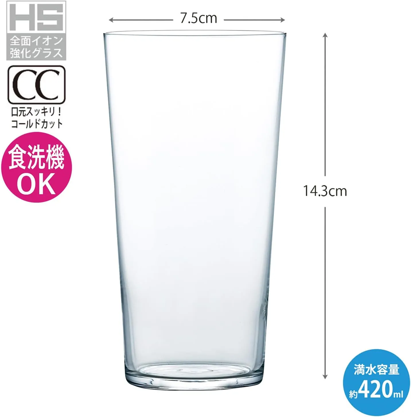 Toyo Sasaki Glass B-21114CS Whiskey Glass, Rock Glass, Thin Ice, 14.2 fl oz (420 ml), Pack of 6, Shatter Resistant, Cup, Dishwasher Safe