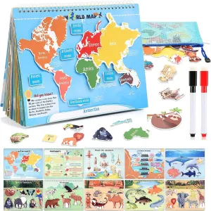 Toys for 3-8, Geography Busy Book Sensory Toys for Boys 3-6 Educational Toy for Kids Boy 4-9 Preschool Learning Activities Homeschool Birthday Gift for Girls and Boys Ages 5-7