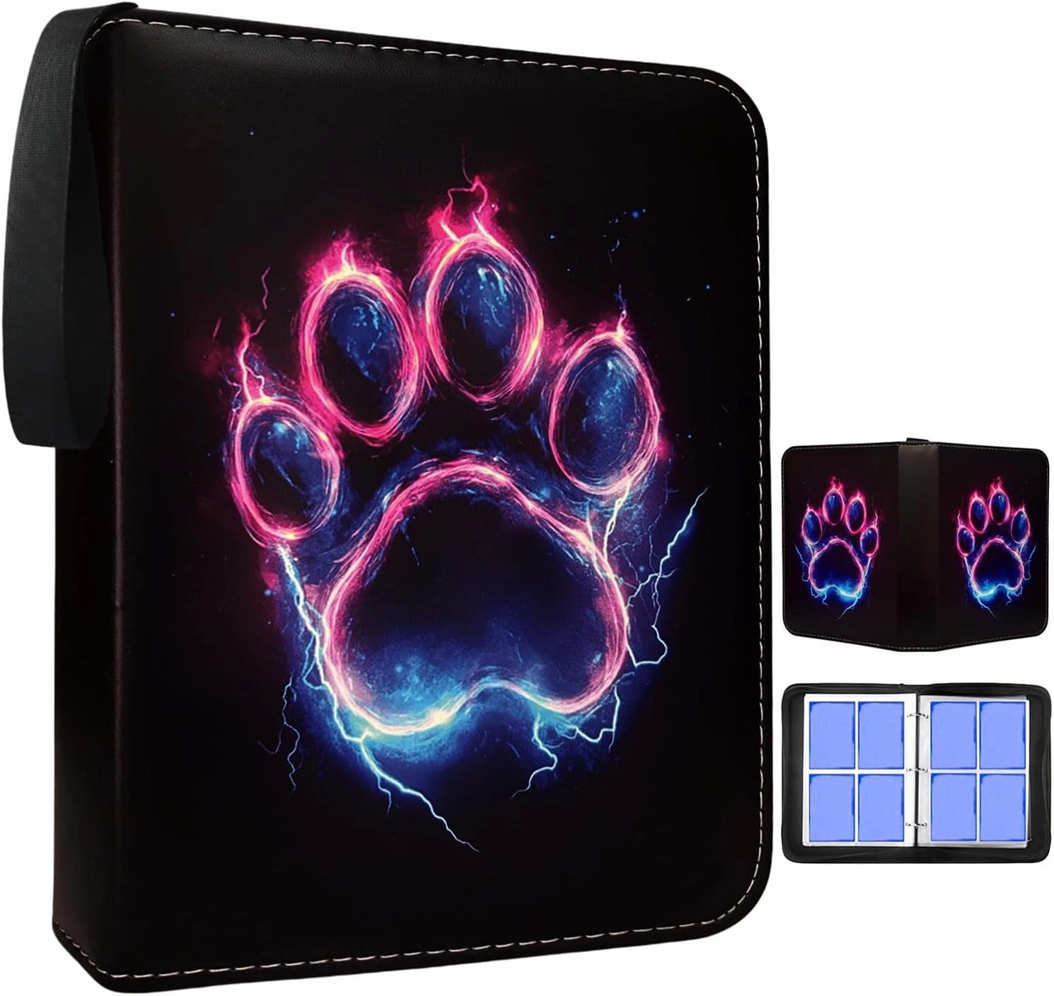 Trading Card Binder, 4 Pockets 400 Cards Holder with 50 Removable Sleeves Card Book Card Organizer for Game Cards Sports Cards Album Gifts for Card Collectors