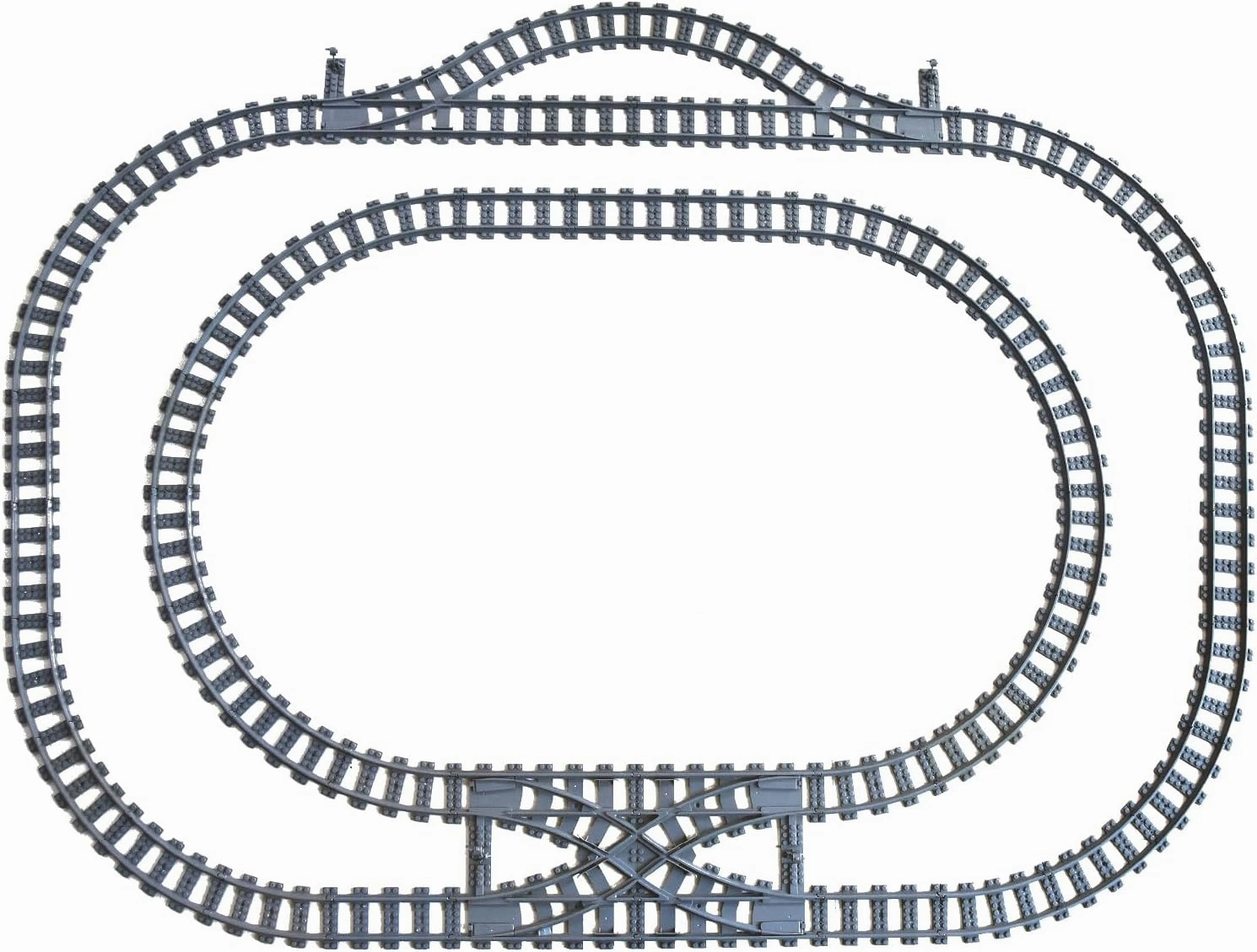 Train Track Railroad Accessories - City Train Track System with Railroad Crossing, Compatible with Major Brand Trains in Building Blocks