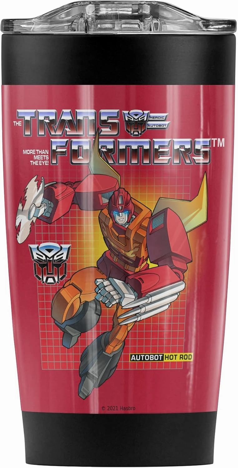 Transformers Hot Rod Stainless Steel Tumbler 20 oz Coffee Travel Mug/Cup, Vacuum Insulated & Double Wall with Leakproof Sliding Lid