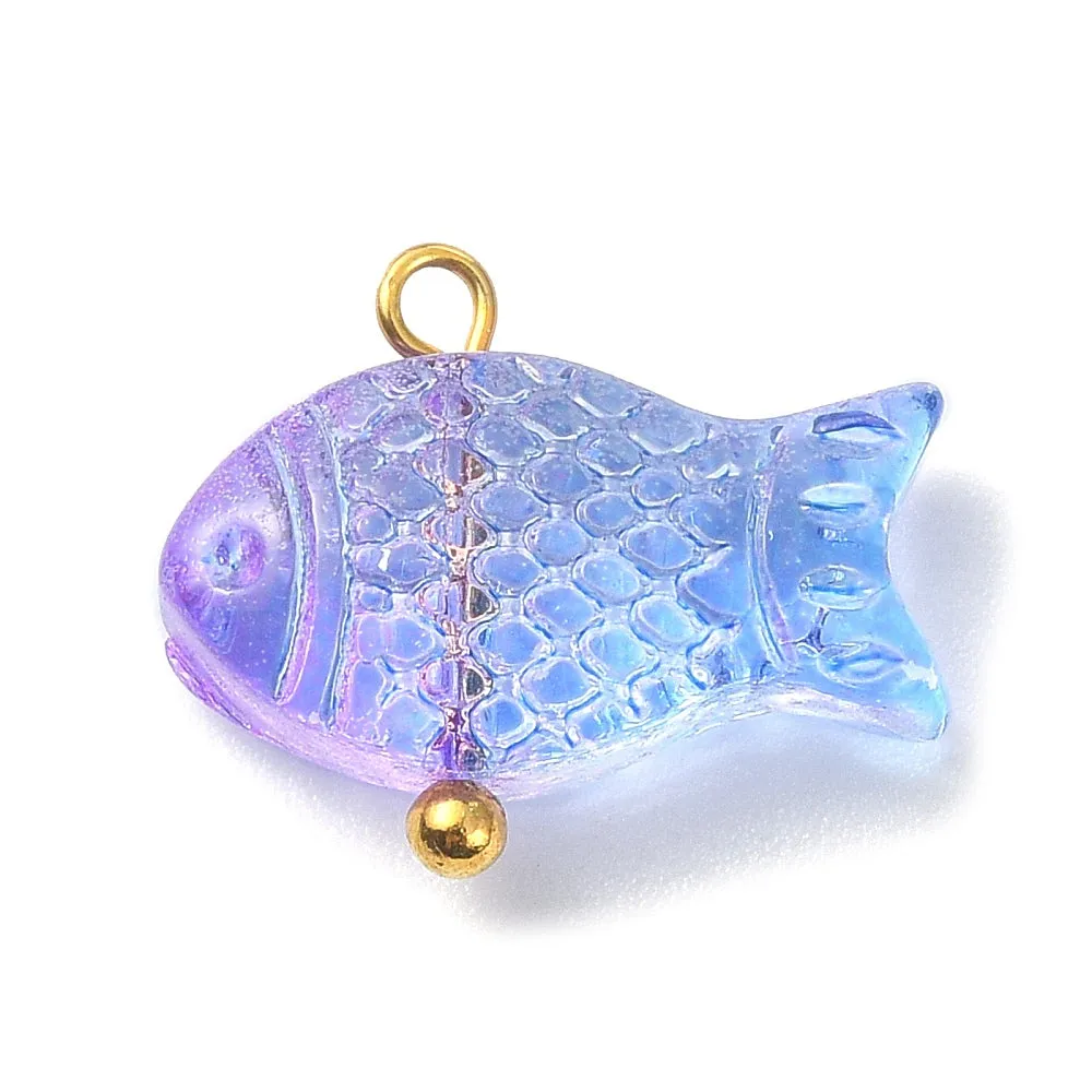 Transparent Painted Glass Fish Charms