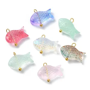 Transparent Painted Glass Fish Charms