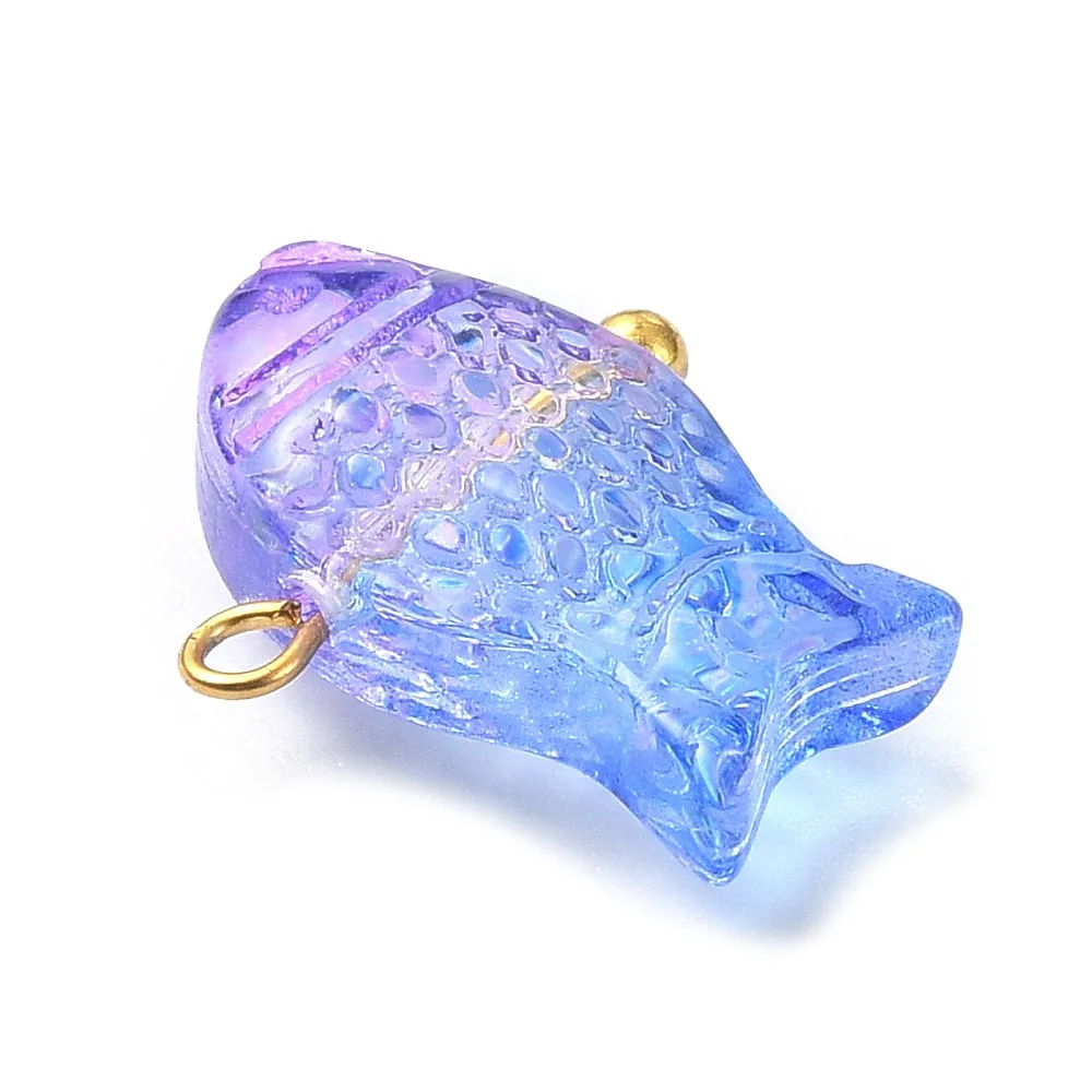 Transparent Painted Glass Fish Charms