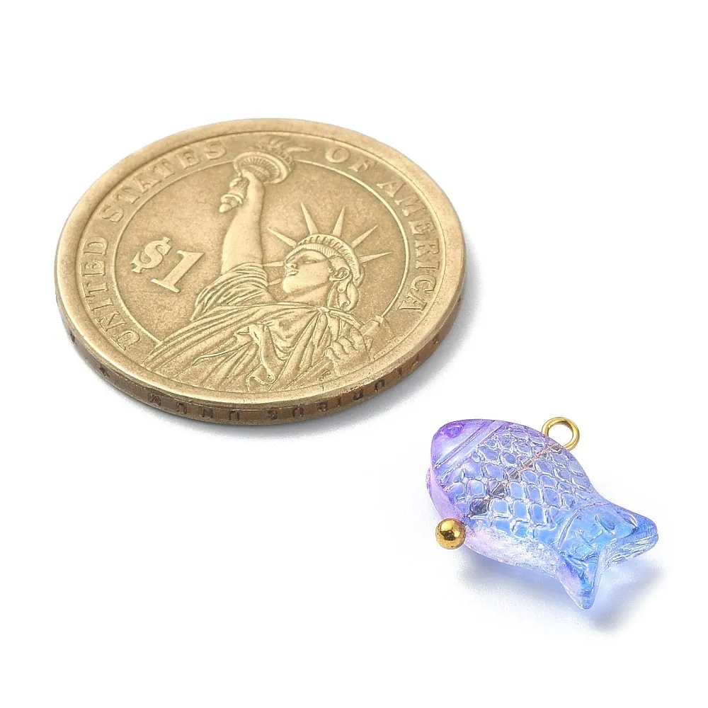 Transparent Painted Glass Fish Charms