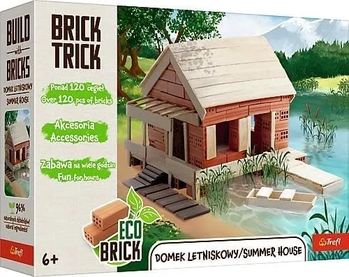 Trefl - Brick Trick: Summer House - Build from Brick, EKO Brick, 120 Bricks, Reusable, Creative Set for Children from 6 Years