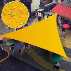 Triangle Sun Shade Sail Patio Canopy, UV Block Waterproof Polyester Canopy for Patio Awning Garden Backyard Playground Lawn Sand Outdoor Activities (Color : Yellow, Size : 13.12 * 13.12 * 18.7FT)