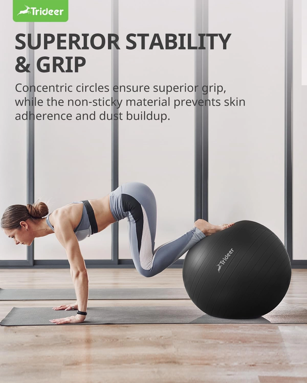 Trideer Extra Thick Yoga Ball Exercise Ball, 5 Sizes Gym Ball, Heavy Duty Ball Chair for Balance, Stability, Pregnancy, Quick Pump Included