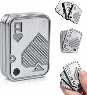 Triple EDC Fidget Slider Fidget Toys for Adults Poker A Push Card Anxiety Autism ADHD Cool EDC Toys-Triple Silver Poker A
