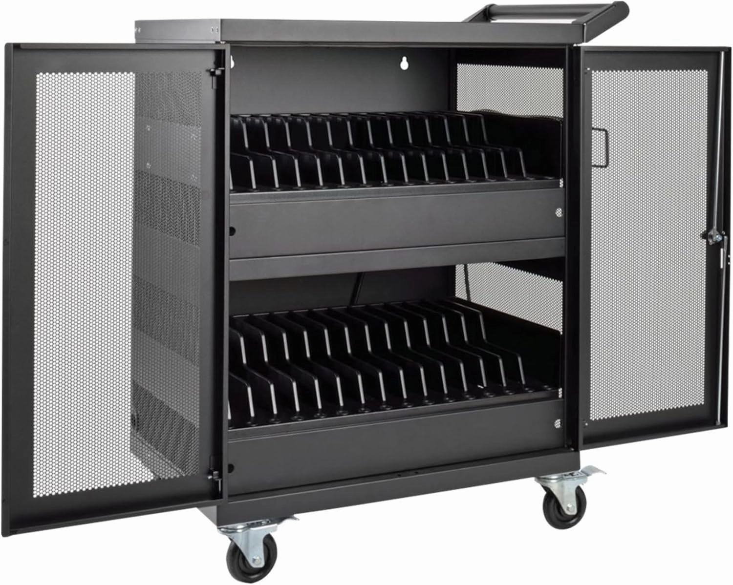 Tripp Lite 32-Port AC Charging Cart Storage Station for Chromebooks, Laptops & Tablets - Secures Devices in Locking, Vented, Wall-mountable Steel Cart - 2-Year Warranty (CSC32AC)