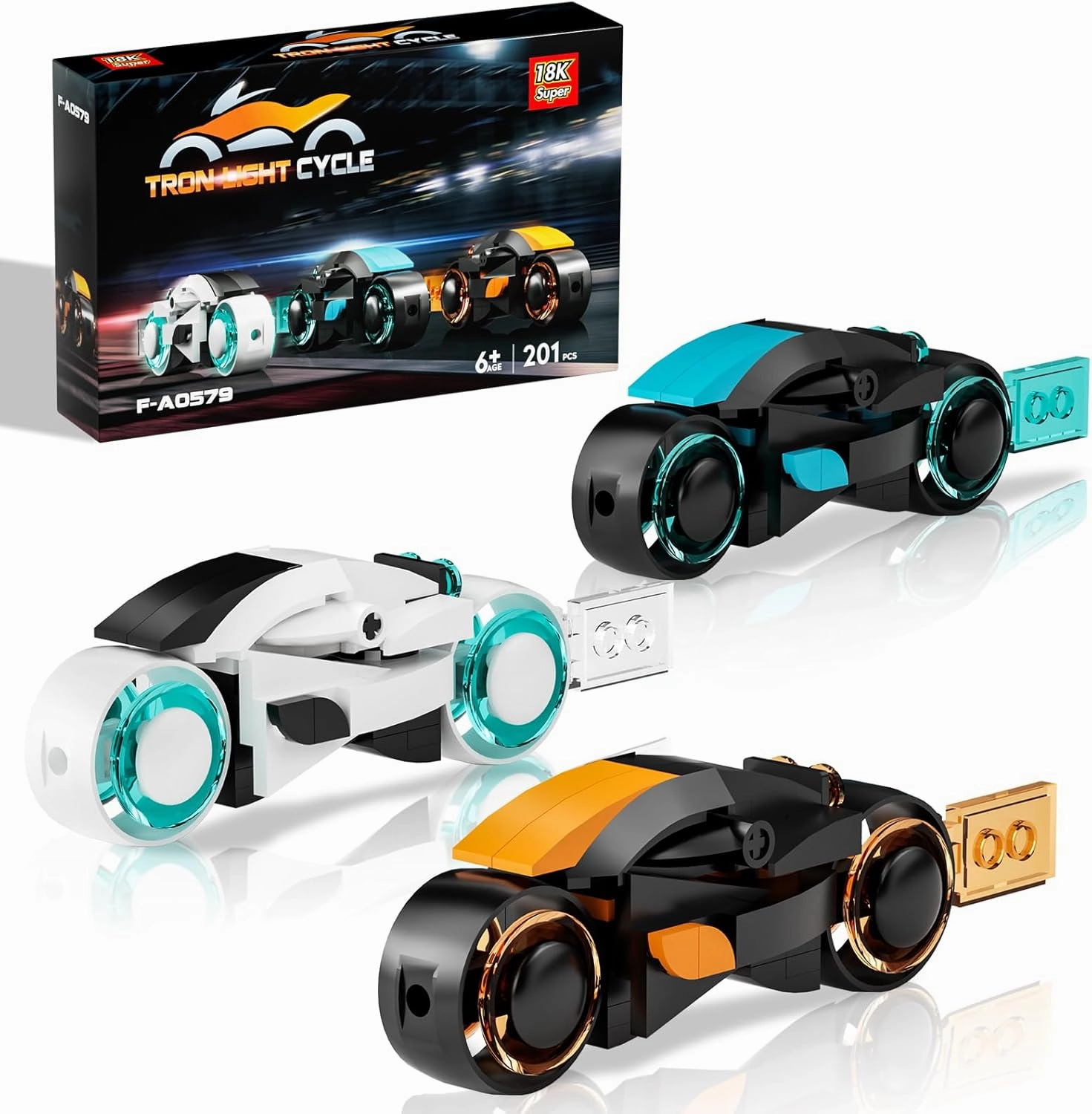 TRON Legacy Building Set - Light Cycle Collectible Toy Motorcycle Building Block Set for TRON Fans and Kids Age 3  (201 Pieces)