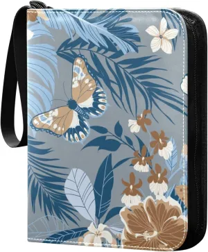 Tropical-simple-flowers Trading Card Protectors Holder Collectible Album for Sports Card Collection Storage 400 pockets Game Card Binder