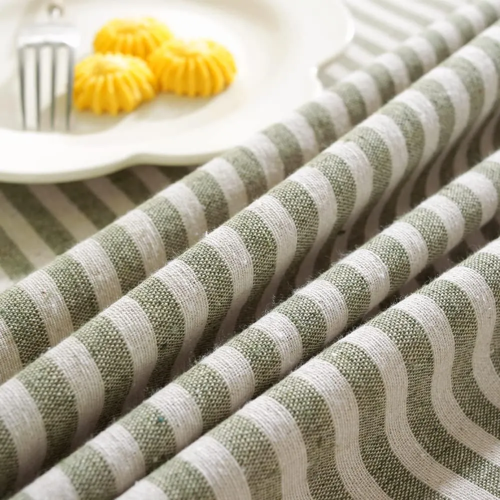 TruDelve Round Tablecloth 70 Inch Olive Green Striped Cloth Tablecloths Spring Outdoor Table Cloth Round Cover (Green,70",Round)