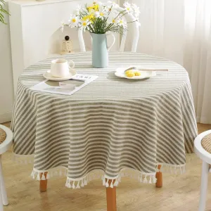 TruDelve Round Tablecloth 70 Inch Olive Green Striped Cloth Tablecloths Spring Outdoor Table Cloth Round Cover (Green,70",Round)