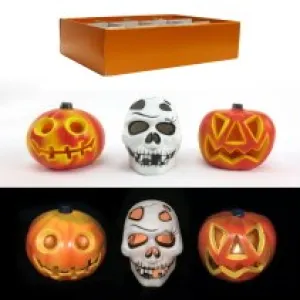 [UBL] XH5096 B/O Flashing Jack-O-Lantern / Skull Heads Asst