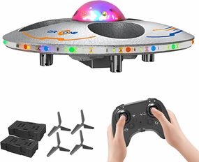 UFO Drone for Kids and Beginners RC Plane with Light, Remote Control Airplane Quadcopter Helicopter with Auto Hovering, 360° Flip and 2 Batteries 13 Mins，Great Gift Toy for Boys and Girls