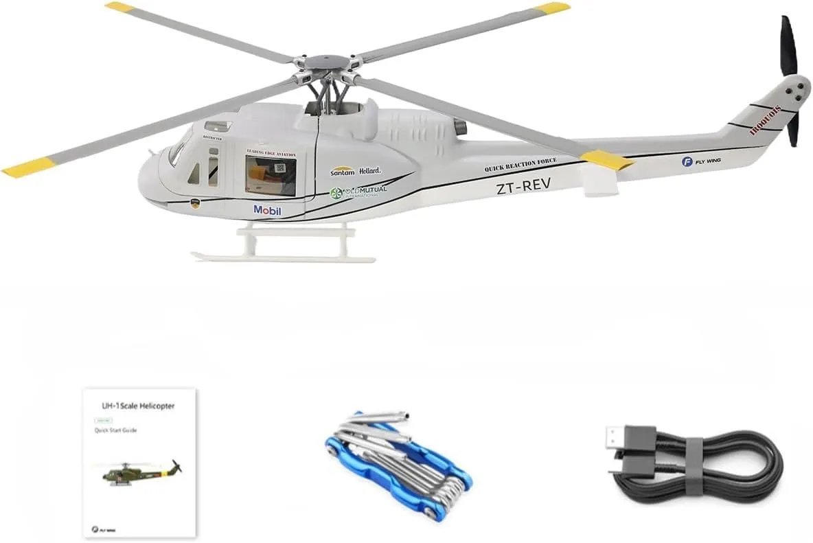 UH1-V4 Huey Remote Control Helicopter for Adults, 470-Class 2.4G 6CH RC Military Helicopter, with GPS and H1 Flight Control, 20  Minute Flight Time (PNP Version)