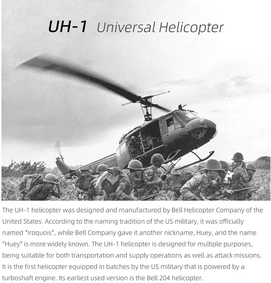 UH1-V4 Huey Remote Control Helicopter for Adults, 470-Class 2.4G 6CH RC Military Helicopter, with GPS and H1 Flight Control, 20  Minute Flight Time (PNP Version)