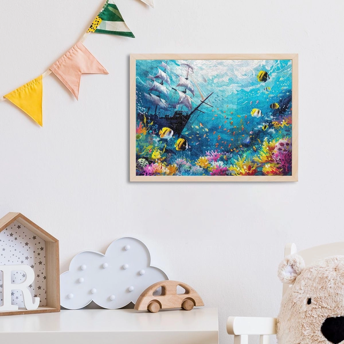 Underwater Scene with Fish Puzzle 500 Pieces, Large Puzzles for Adults, Game Night