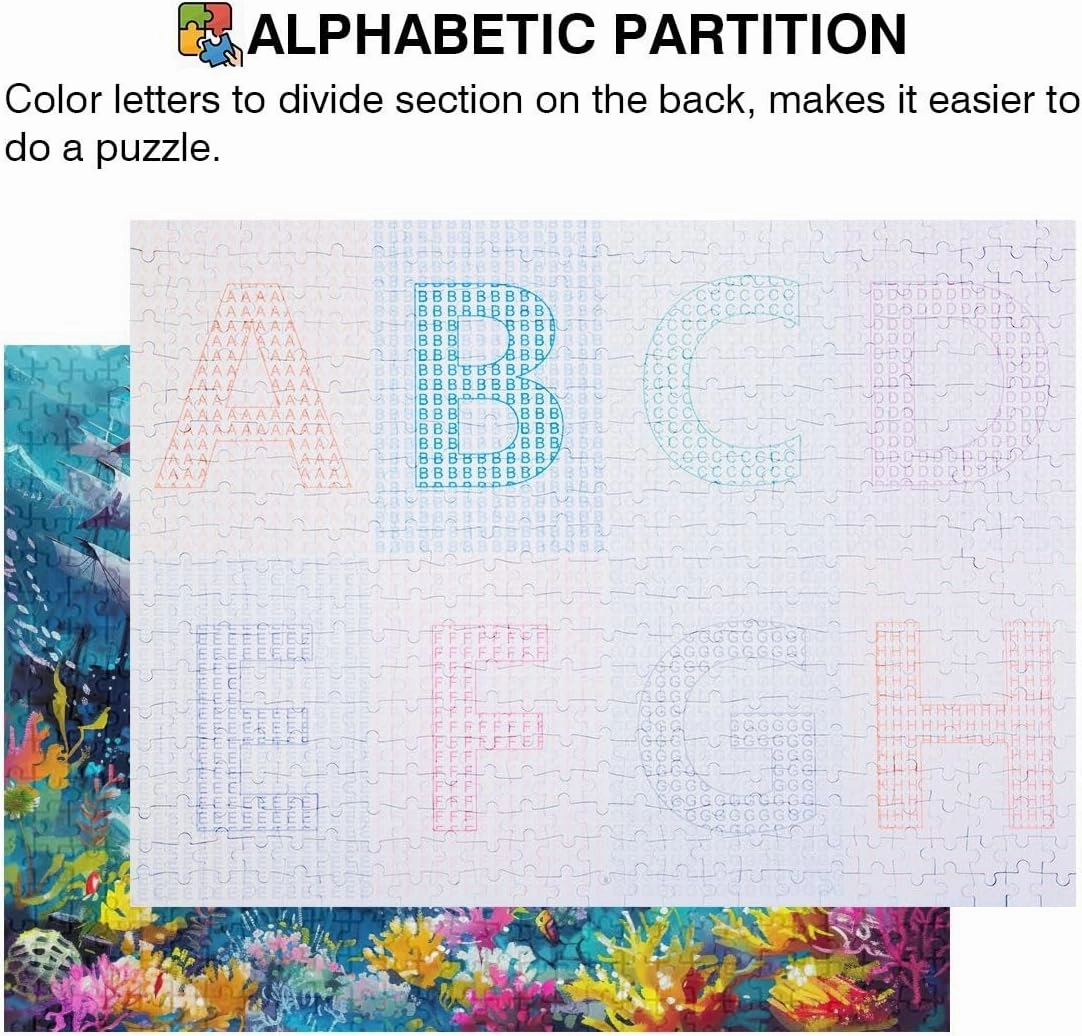 Underwater Scene with Fish Puzzle 500 Pieces, Large Puzzles for Adults, Game Night