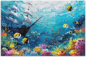 Underwater Scene with Fish Puzzle 500 Pieces, Large Puzzles for Adults, Game Night