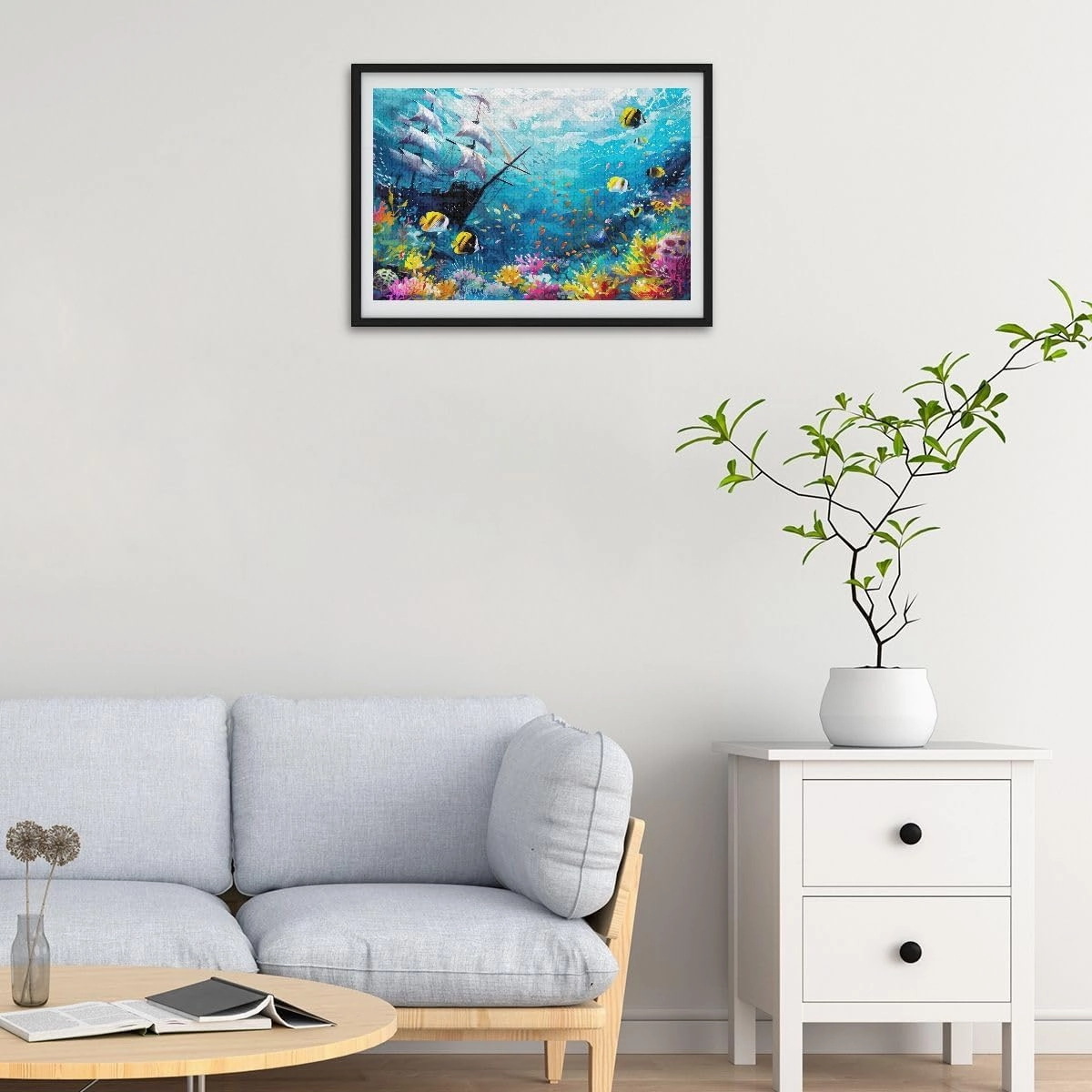Underwater Scene with Fish Puzzle 500 Pieces, Large Puzzles for Adults, Game Night