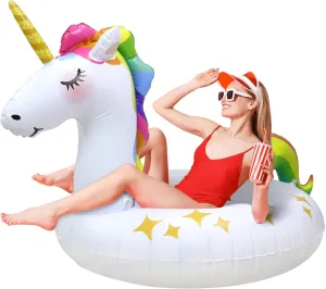 Unicorn Pool Floats, Inflatable Swimming Floats Tube Rings,Fun Beach Pool Floaties, Lake Beach Summer Pool Raft Lounger for Adults Kids