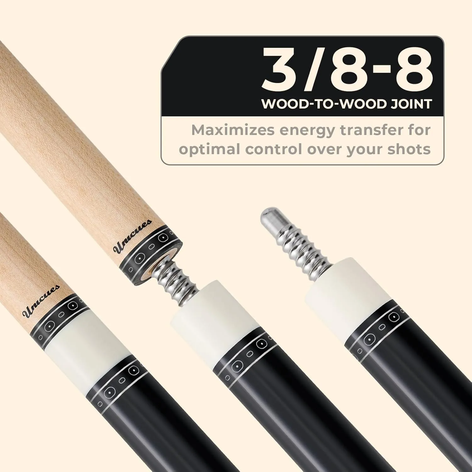 Unicues Premium Maple Wood Pool Cue Stick with Case, 58" Professional Cue Stick for Billiards with 12.5mm Tip, Grade A Canadian Maplewood Cue with Decal Design