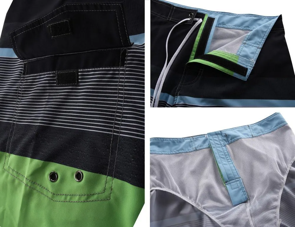 unitop Men's Bathing Board Trunks Beach Shorts Holiday Hawaiian Colorful Striped