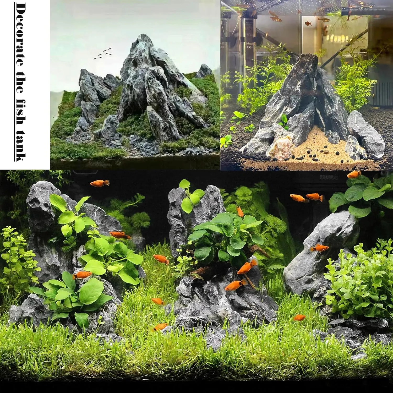 Unocho Aquarium Rocks Seiryu Rock Stone 11LB Fish Tank Decor Rocks for Aquariums Landscaping Model Tank Decoration Aquarium Miniature and Fairy Garden(3 to 8 inches)
