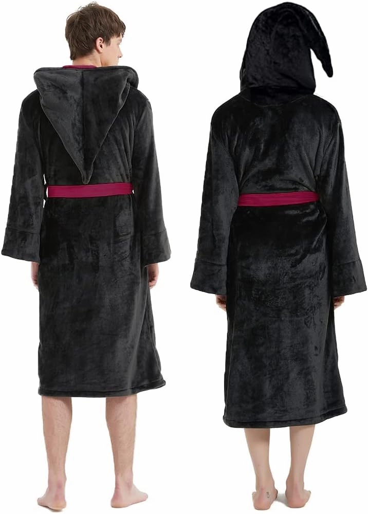 Unpifolov Men Women Flannel Bathrobe Four College Styles Magic Robe Couple Nightgown Witch Cosplay Magical Hooded Cloak