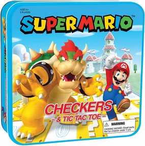 USAOPOLY Super Mario Checkers & Tic-Tac-Toe Collector's Game Set for 2 players | Featuring Mario & Bowser | Collectible Checkers and TicTacToe Perfect for Mario Fans, Model Number: CM005-637-002001-06