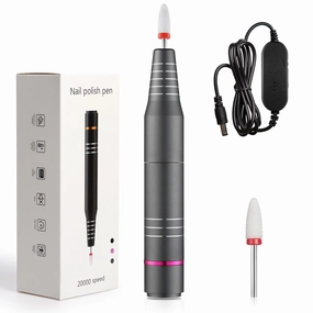 USB Electric Nail Drill, Portable Electric Nail File for Crystal Gel Nails, Manicure Pedicure Tools Polishing Set, Low Noise Manicure Set for Home and Salon Use (Grey)