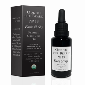USDA Organic Unscented Beard Oil For Men, 3-in-1 Premium Grooming Oil with Argan Oil, Jojoba and More, For Beard Growth and Maintenance - Ode To The Beard Earth and Sky Beard Oil, 1 fl oz